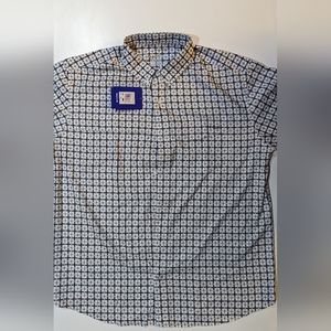 HUK Tide Point Woven Plaid Long Sleeve Men's Button Down XL Grey and White